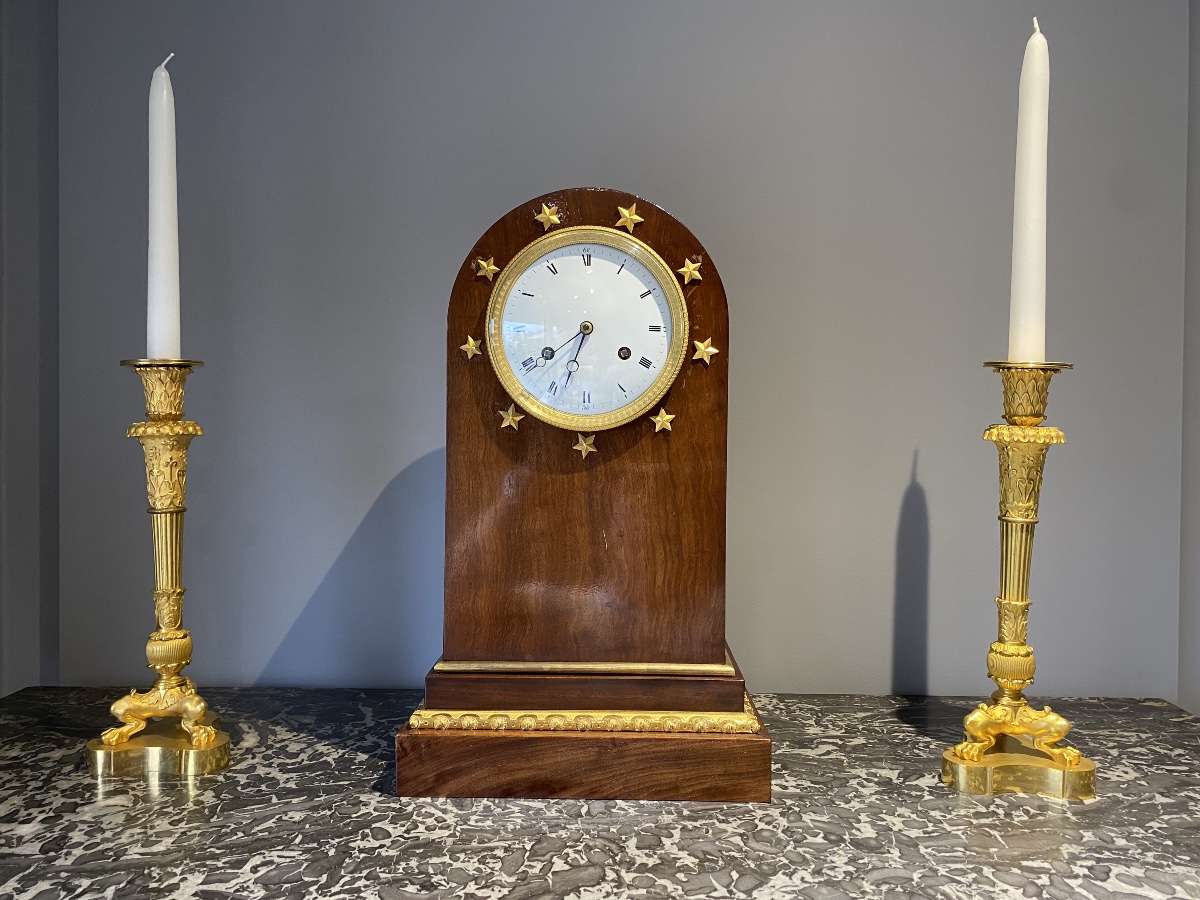 Paire de flambeaux en bronze doré , d’époque Empire , estampillés Pierre Chiboust (1779-1824) -photo-7