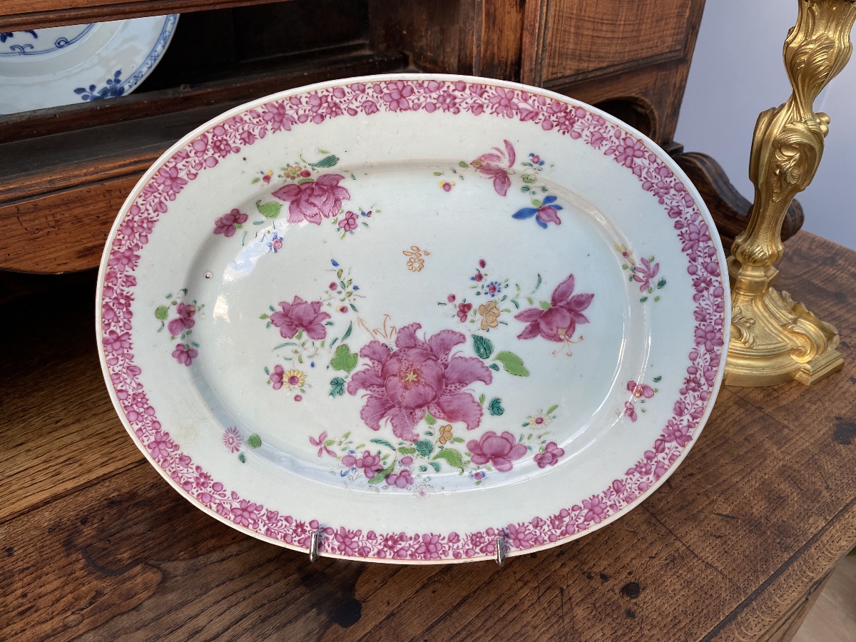 Plat Oblong en porcelaine de Chine XVIIIeme siècle.-photo-3