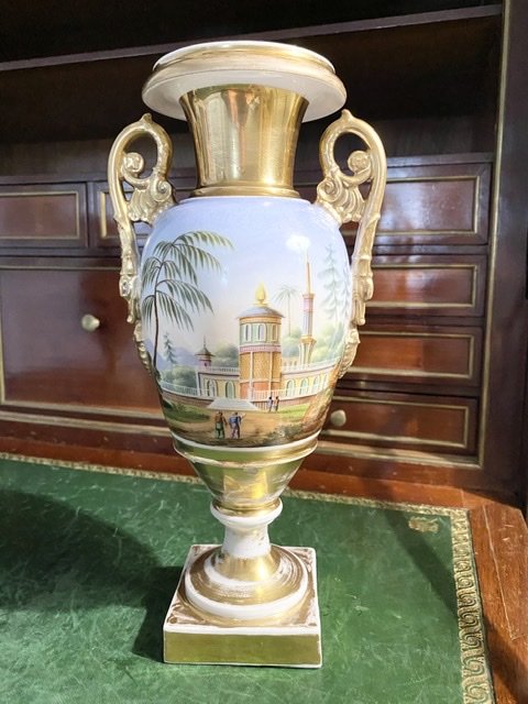 Pair Of Empire Period Vases In Paris Porcelain-photo-6