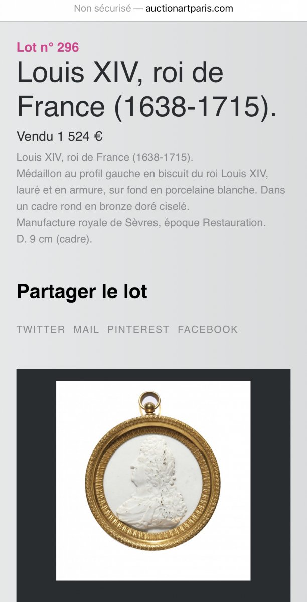 Sevres: Portrait Of Louis XIV In Biscuit From The Sculptor Oger 1784-1821-photo-2