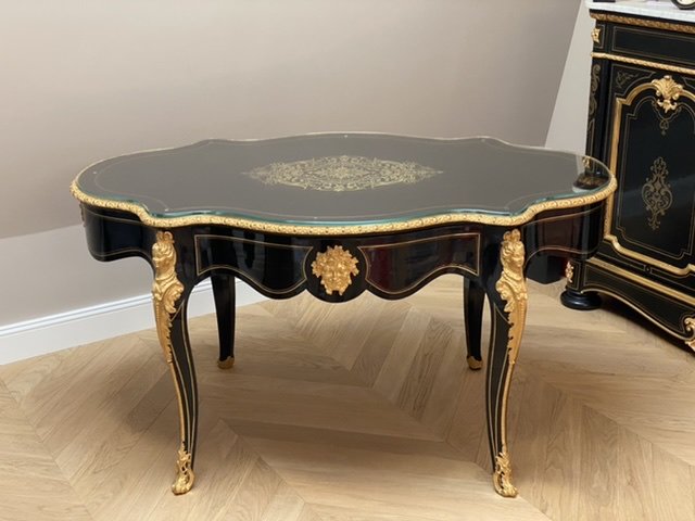 Table / Desk Middle Violin In Boulle Marquetry, Napoleon III Period-photo-4