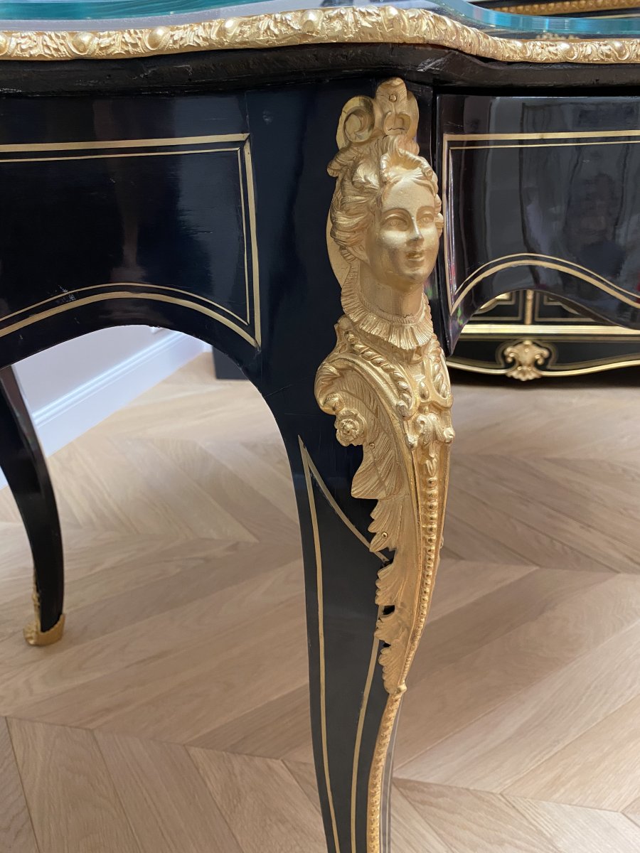 Table / Desk Middle Violin In Boulle Marquetry, Napoleon III Period-photo-3