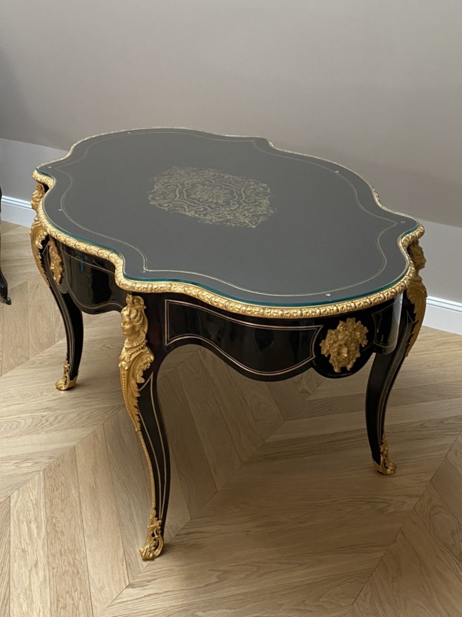 Table / Desk Middle Violin In Boulle Marquetry, Napoleon III Period