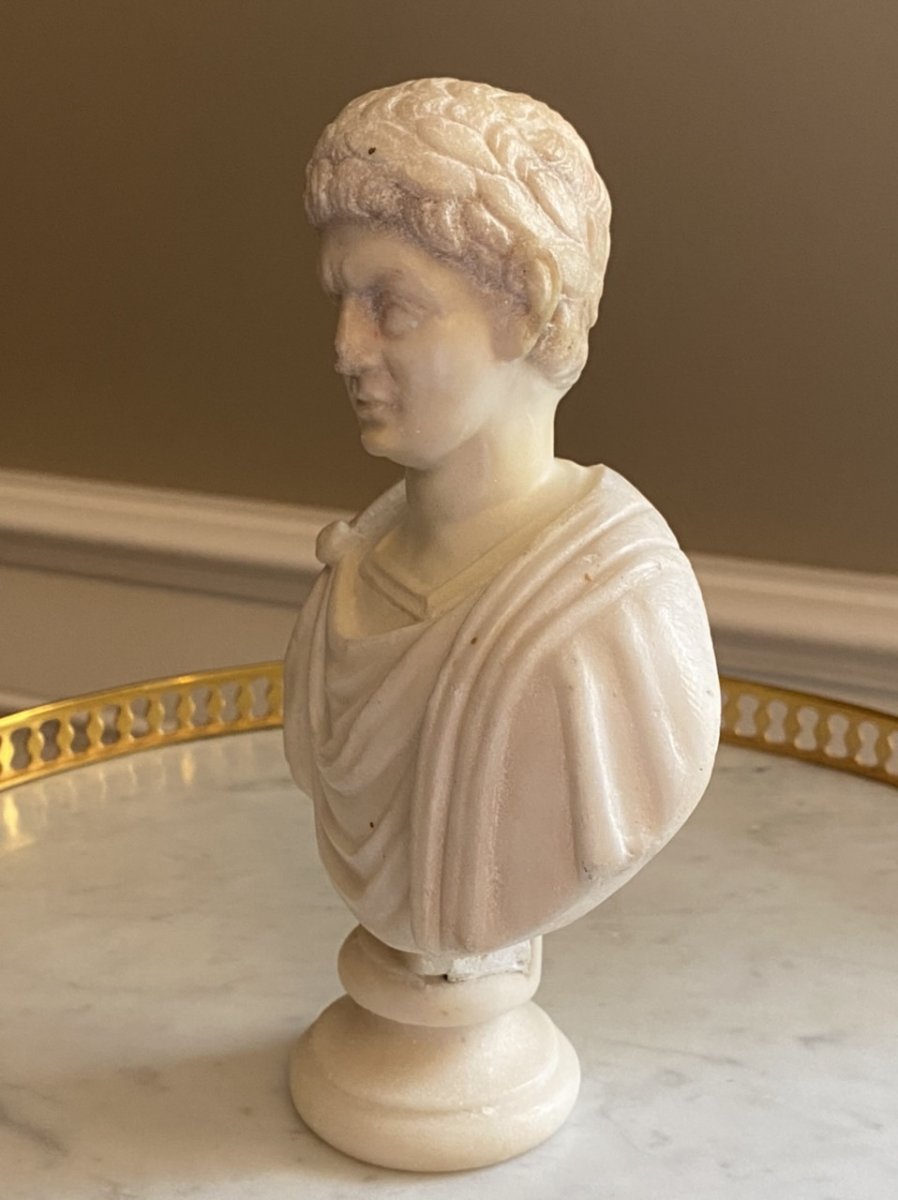 Buste D’un Empereur Romain En Marbre Blanc XVIIIème siècle -photo-3