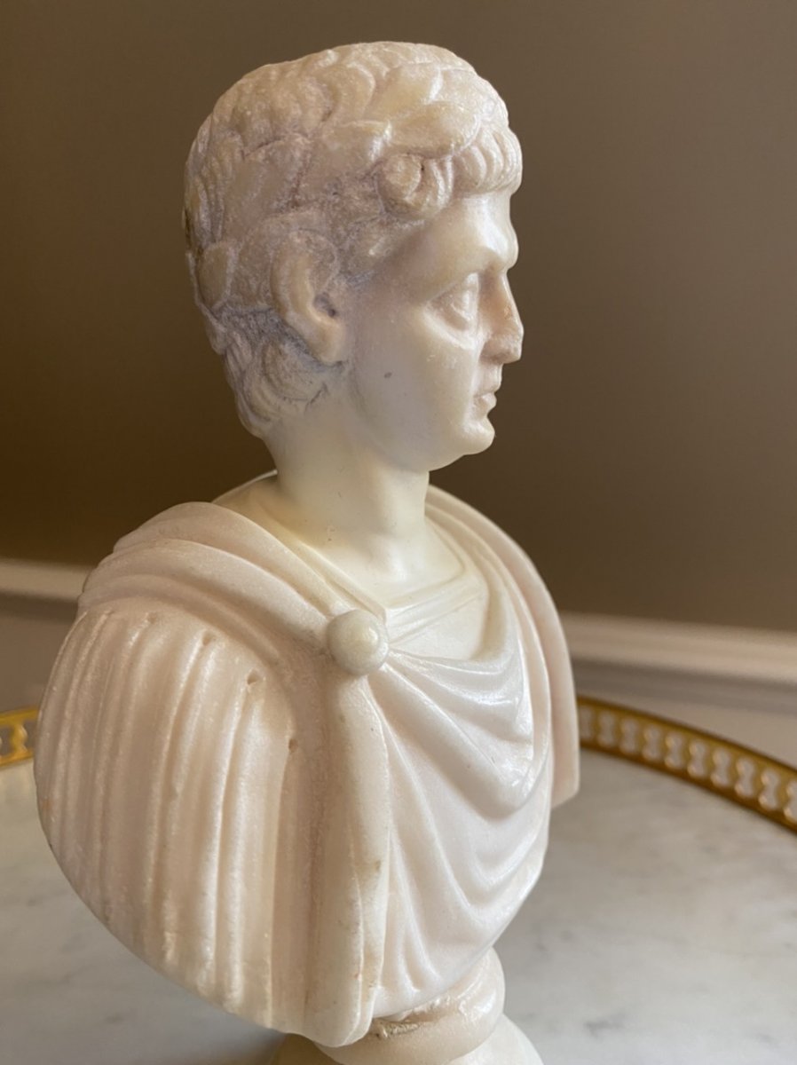 Buste D’un Empereur Romain En Marbre Blanc XVIIIème siècle -photo-1