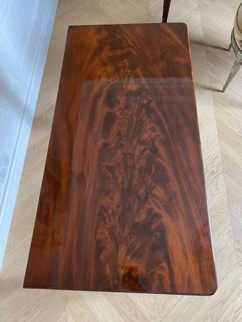 Table à Jeux En Acajou à Plateau En Portefeuille De La Fin Du XVIIIeme / Début XIXeme -photo-3