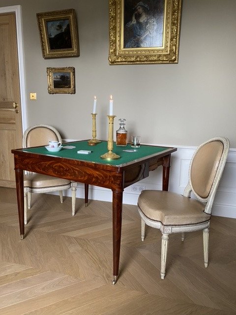 Table à Jeux En Acajou à Plateau En Portefeuille De La Fin Du XVIIIeme / Début XIXeme -photo-6