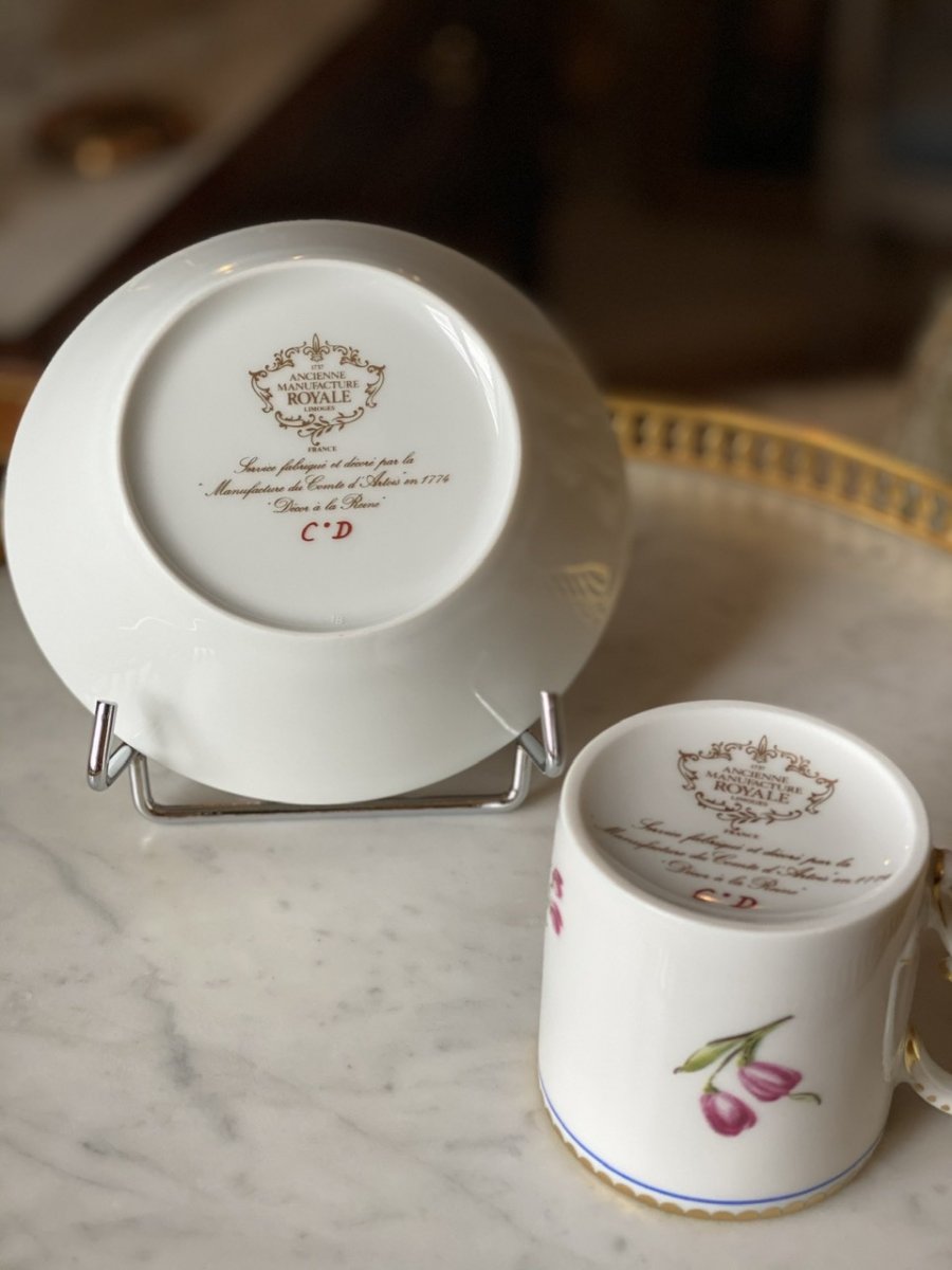 Paire De Tasses Litron « décor à La Reine »-photo-4