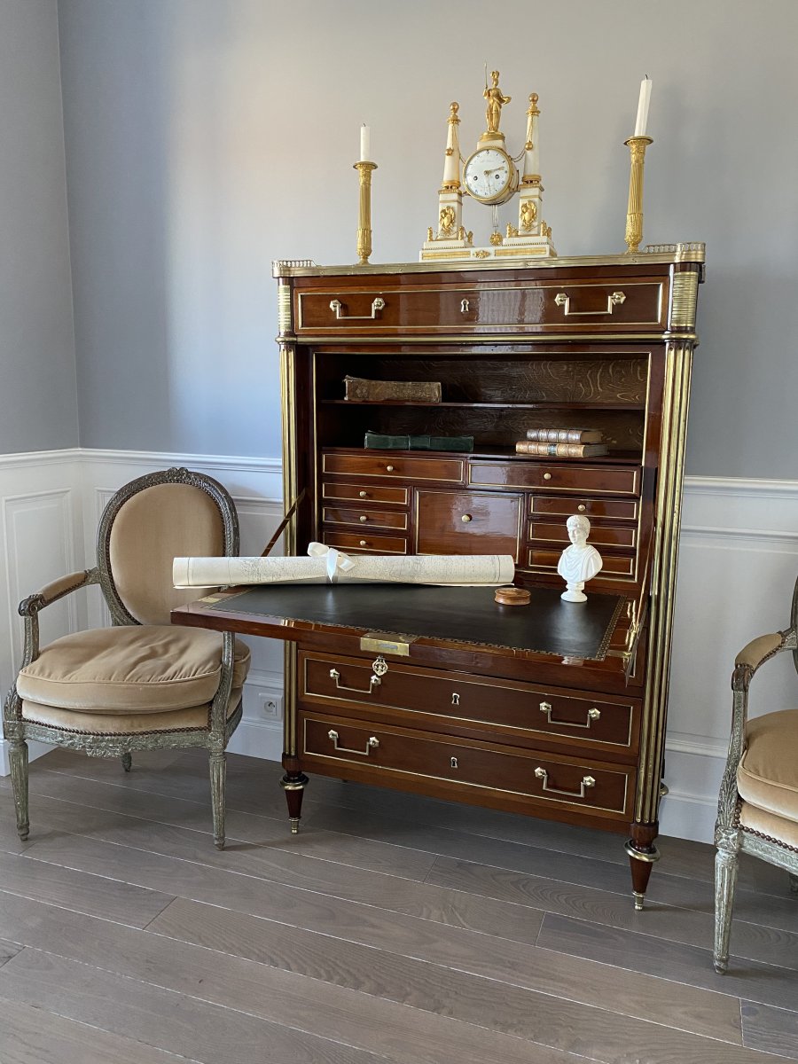 Secretary In Mahogany And Mahogany Veneer From Santo Domingo From Directoire Period XVIII-photo-6