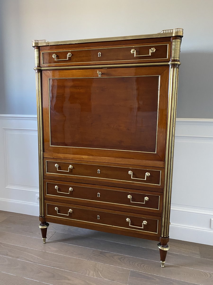 Secretary In Mahogany And Mahogany Veneer From Santo Domingo From Directoire Period XVIII