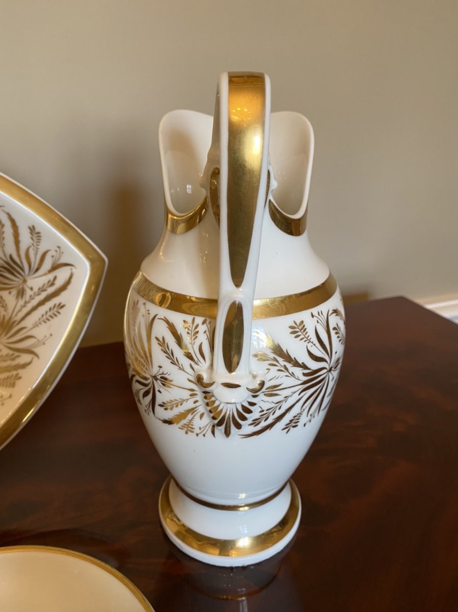 Rare Ewer And Its Porcelain Basin, Attributed To Locré And Nast From Empire Period-photo-1
