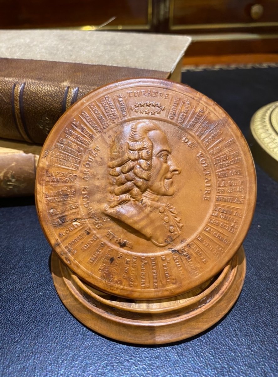 Tabatière En Loupe Au Profil De Voltaire, Fin Du XVIIIème Siècle -photo-4