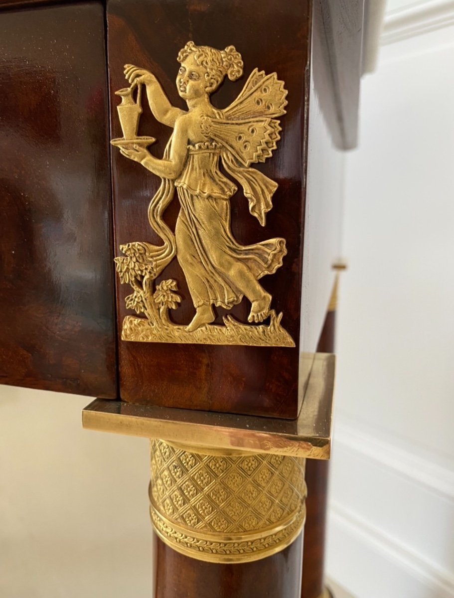 Élégante Coiffeuse En Acajou Flammé D’époque Empire Modèle Grand Luxe Attr à « Jacob Frères »-photo-3