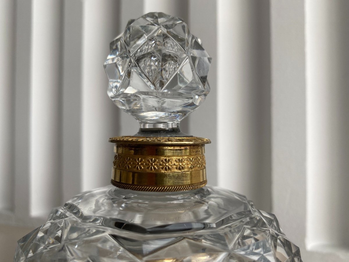 Beau Flacon à Parfum En Cristal Taillé De Baccarat / Le Creusot D’époque Restauration.-photo-1