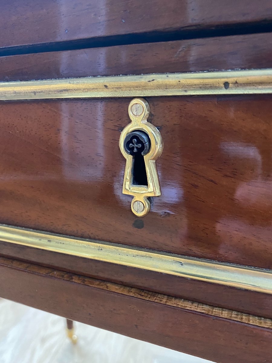 Belle Poudreuse Ou Table De Toilette D’homme En Acajou D’époque Louis XVI-photo-1