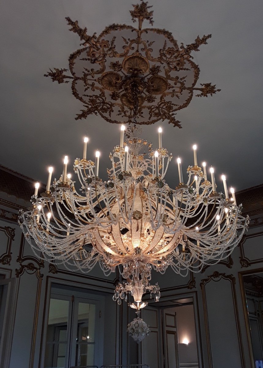 Lustre De Château Dans L’esprit  Italien Du XVIIIeme Siècle (époque XXeme)-photo-2