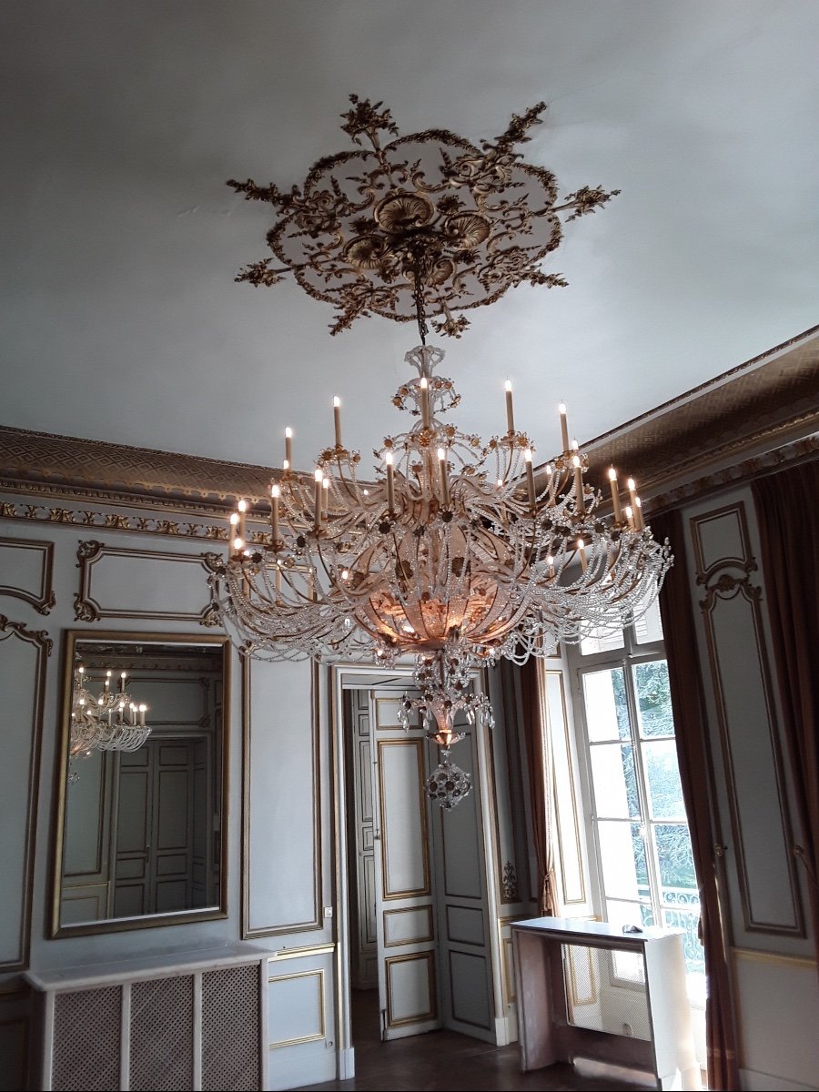 Lustre De Château Dans L’esprit  Italien Du XVIIIeme Siècle (époque XXeme)-photo-2
