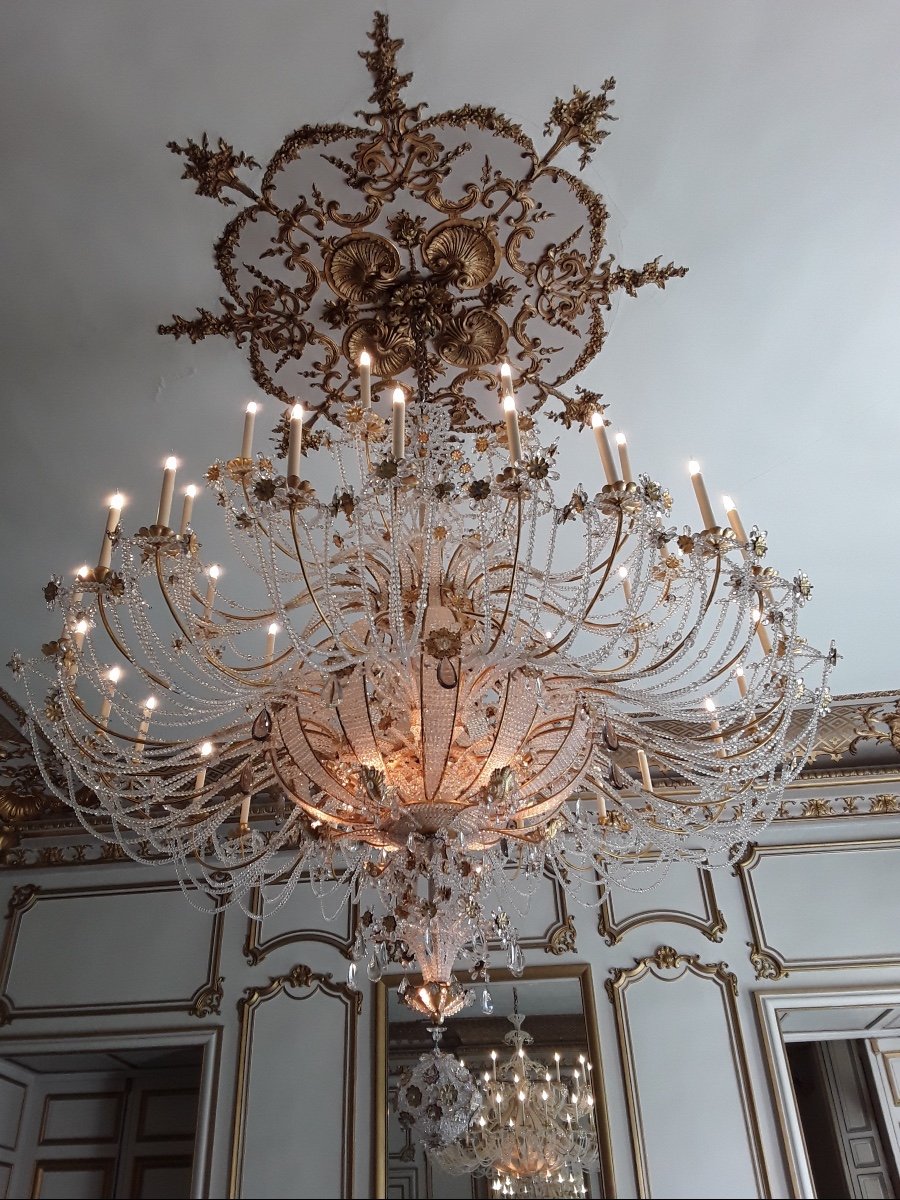 Lustre De Château Dans L’esprit  Italien Du XVIIIeme Siècle (époque XXeme)-photo-3