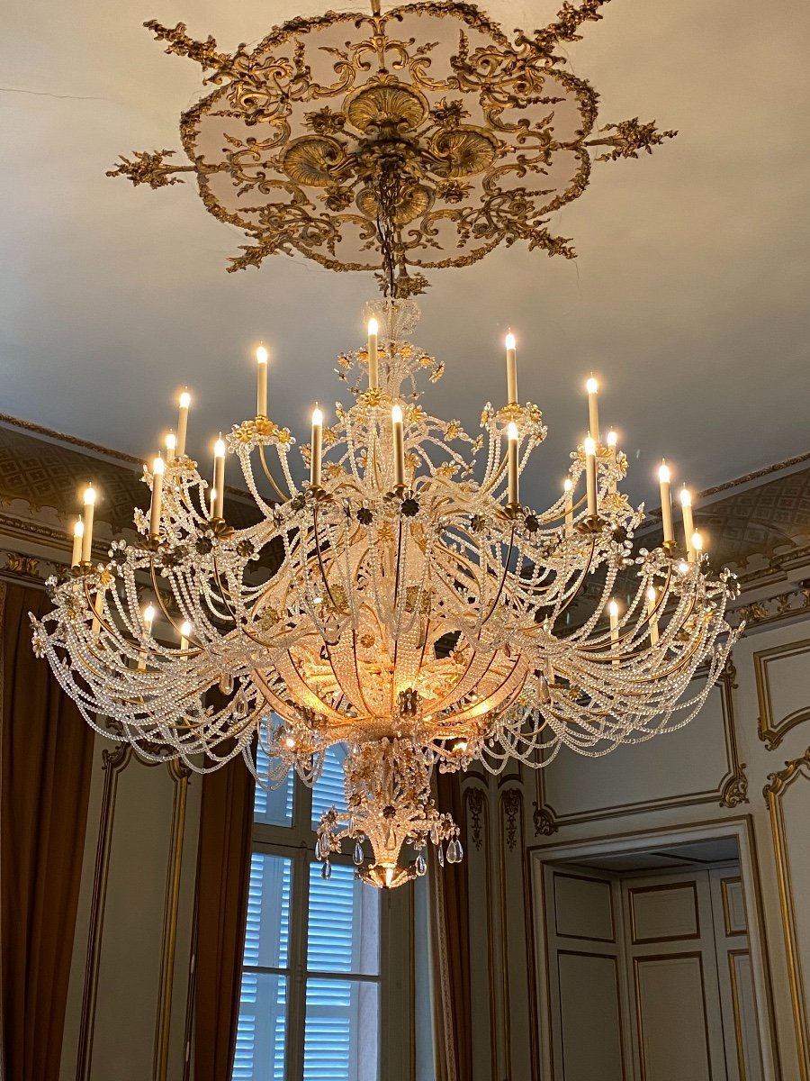 Lustre De Château Dans L’esprit  Italien Du XVIIIeme Siècle (époque XXeme)-photo-7