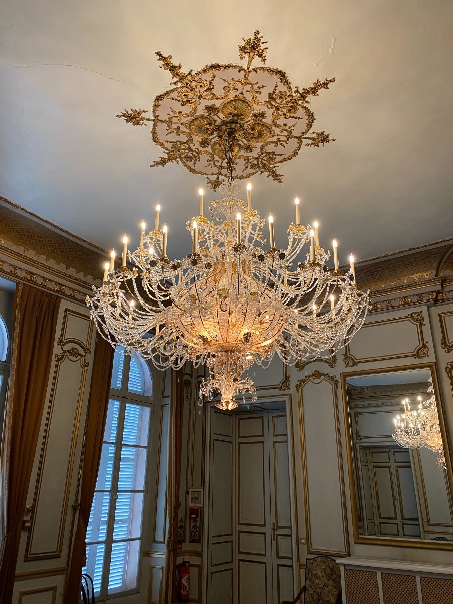 Lustre De Château Dans L’esprit  Italien Du XVIIIeme Siècle (époque XXeme)-photo-8