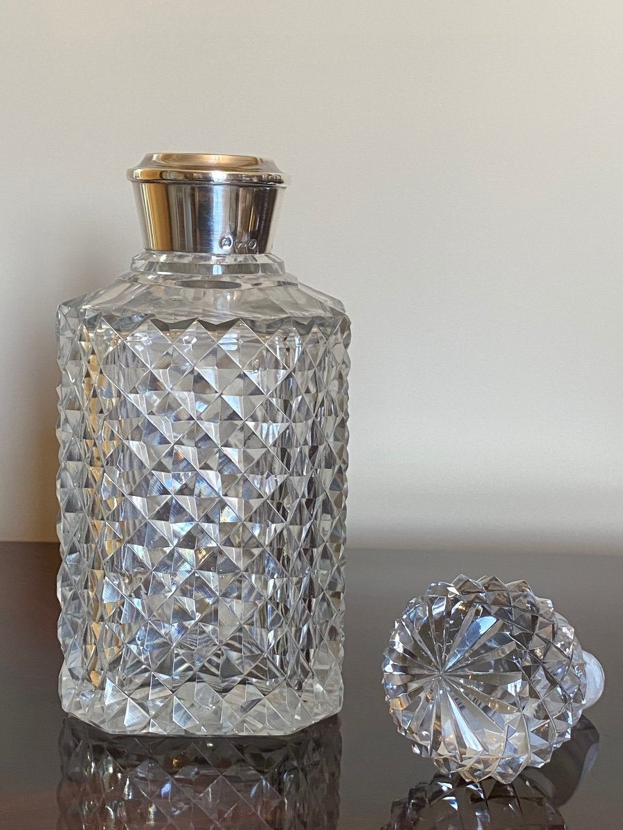 Carafe à Digestif En Cristal Taillé Et Argent, XIX ème-photo-4