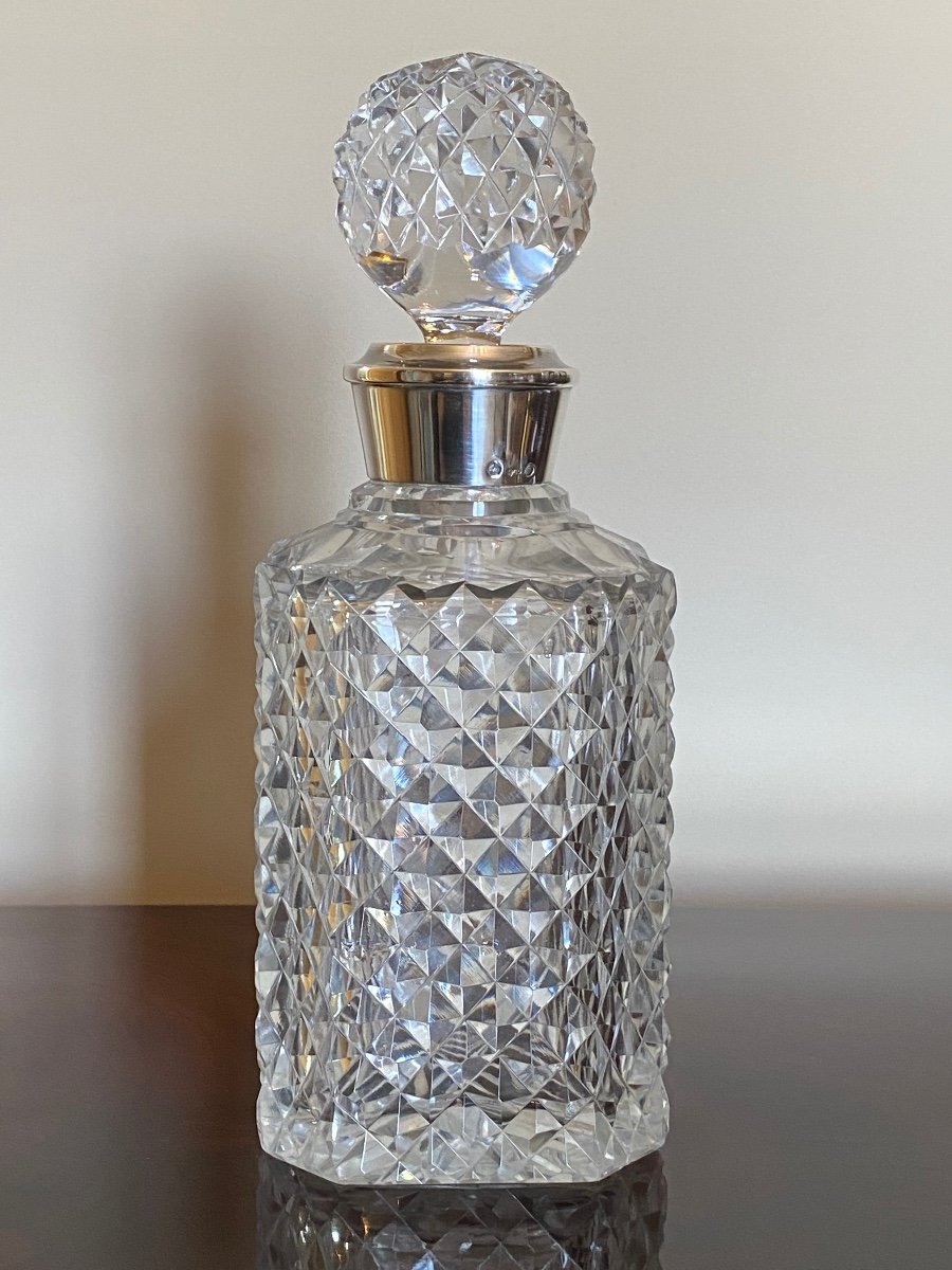 Digestive Carafe In Cut Crystal And Silver, XIX