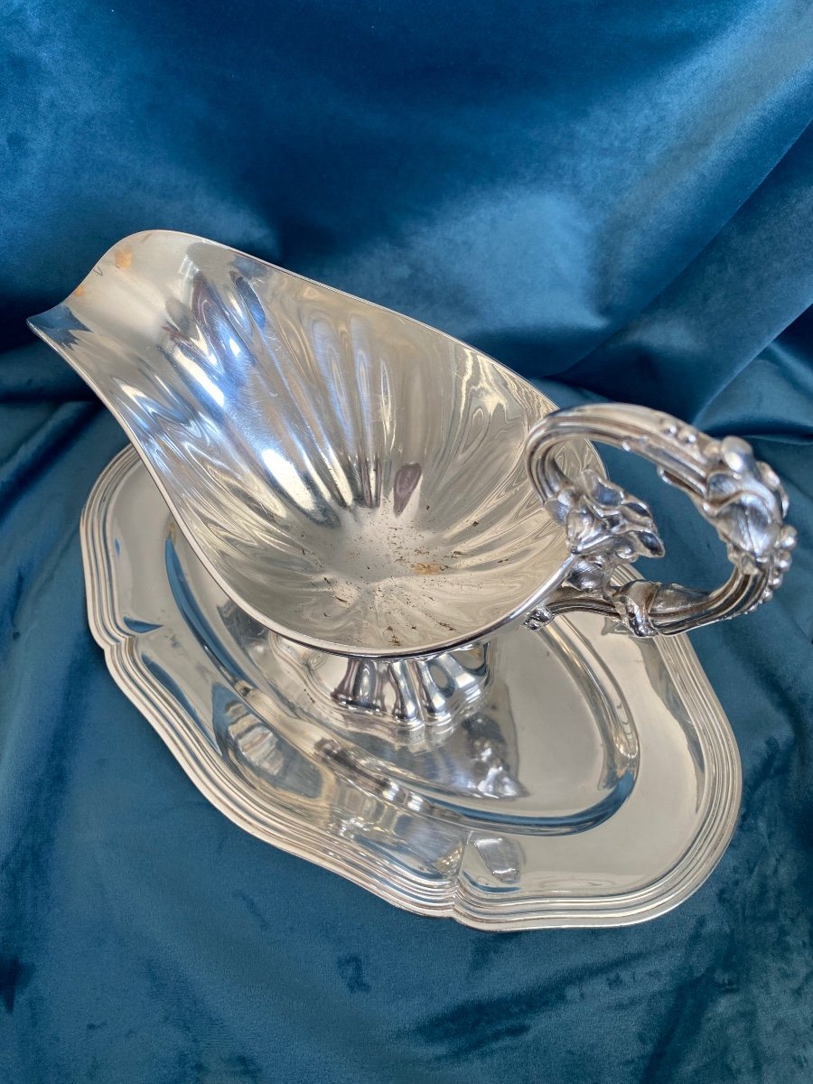 Louis XV Style Sauce Boat In Silver Metal, Maison Christofle-photo-3