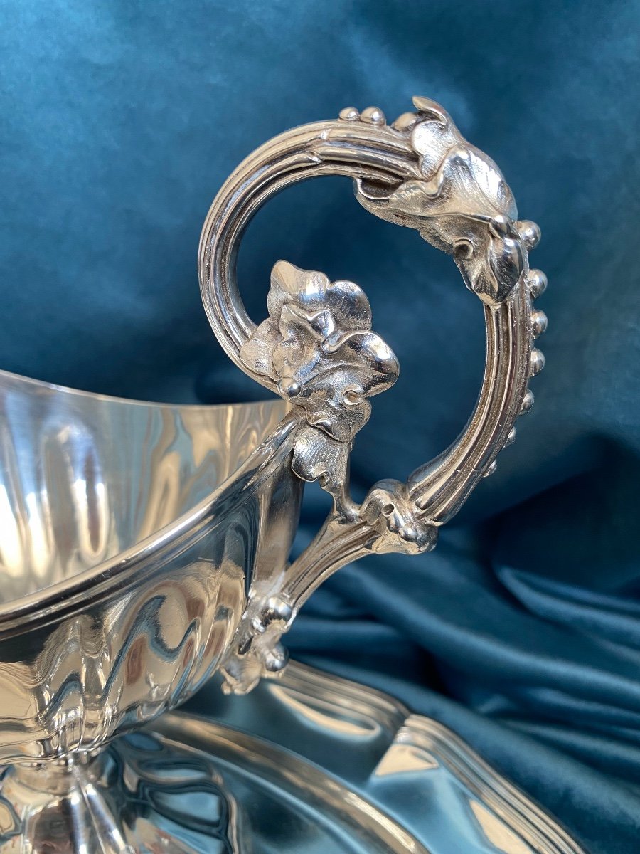 Louis XV Style Sauce Boat In Silver Metal, Maison Christofle-photo-4