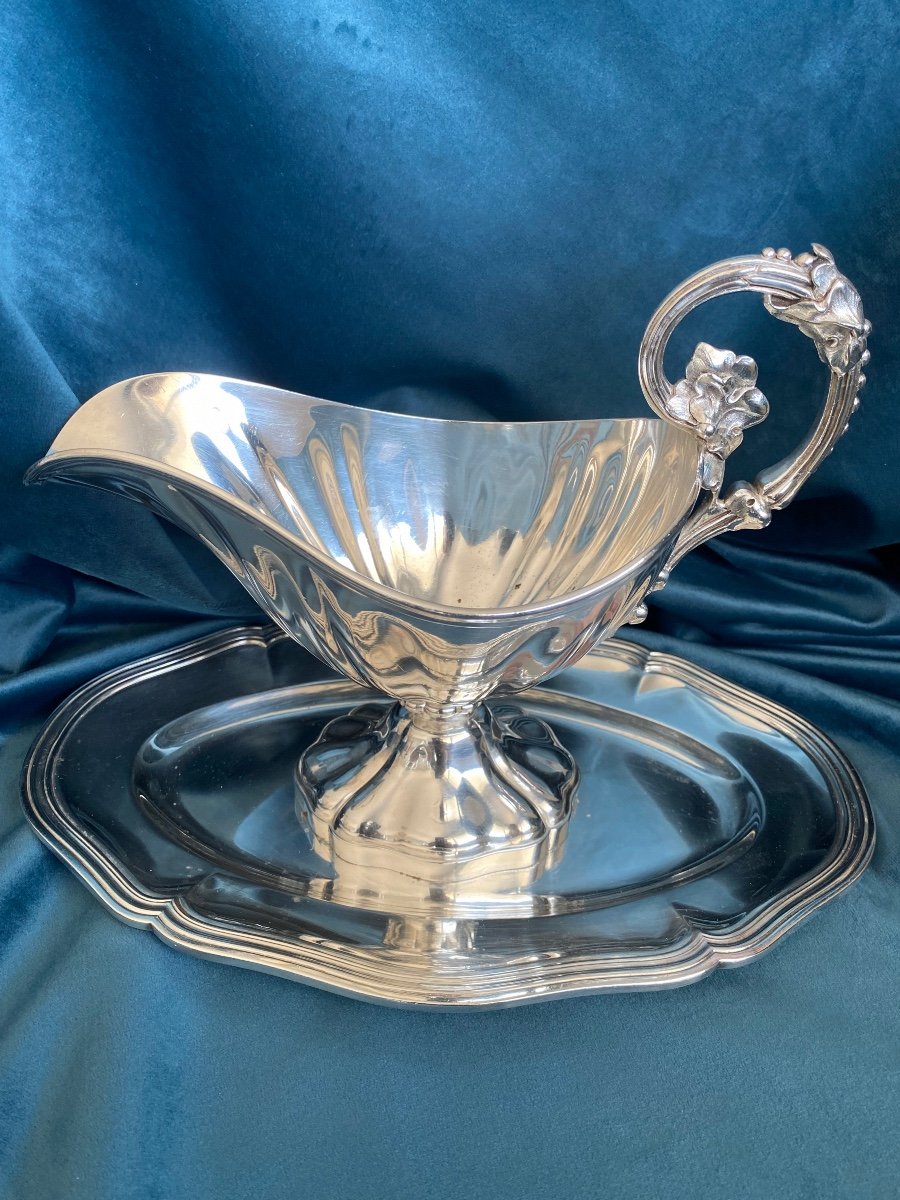 Louis XV Style Sauce Boat In Silver Metal, Maison Christofle-photo-1