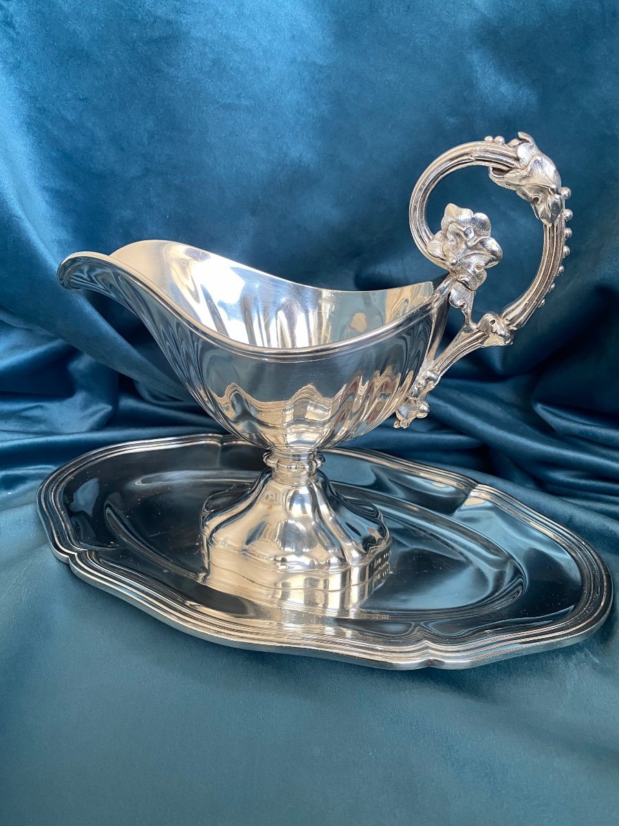 Louis XV Style Sauce Boat In Silver Metal, Maison Christofle-photo-5