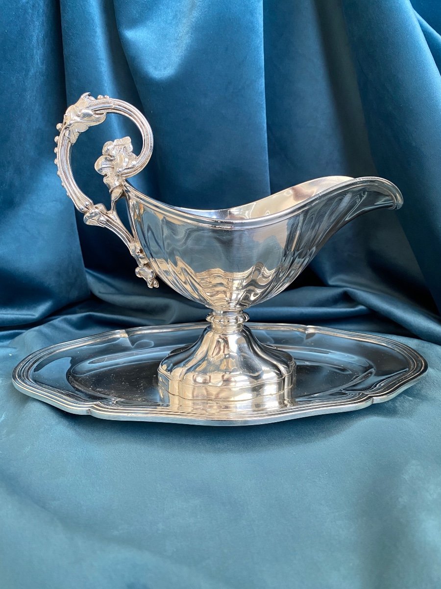 Saucière De Style Louis XV En Métal Argenté , Maison Christofle 