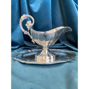 Louis XV Style Sauce Boat In Silver Metal, Maison Christofle