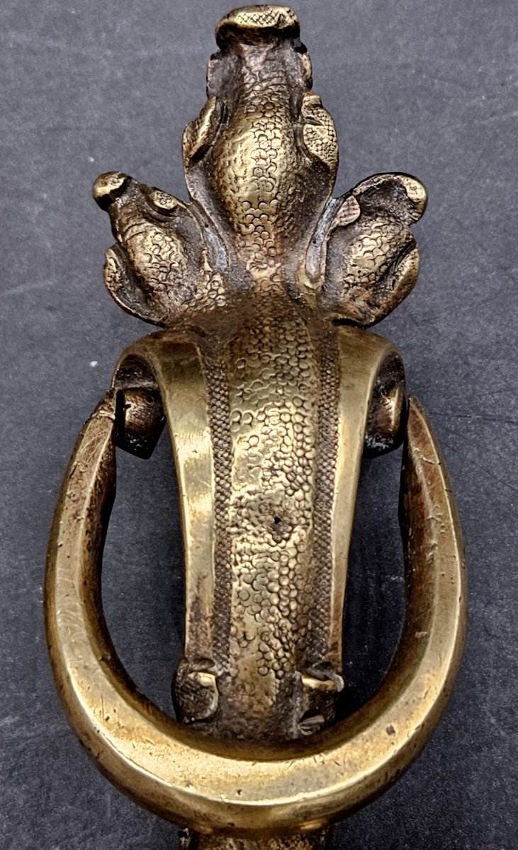 Paire d'Appliques En Bronze Aux Dauphins Et Fleurs De Lys 19ème -photo-4