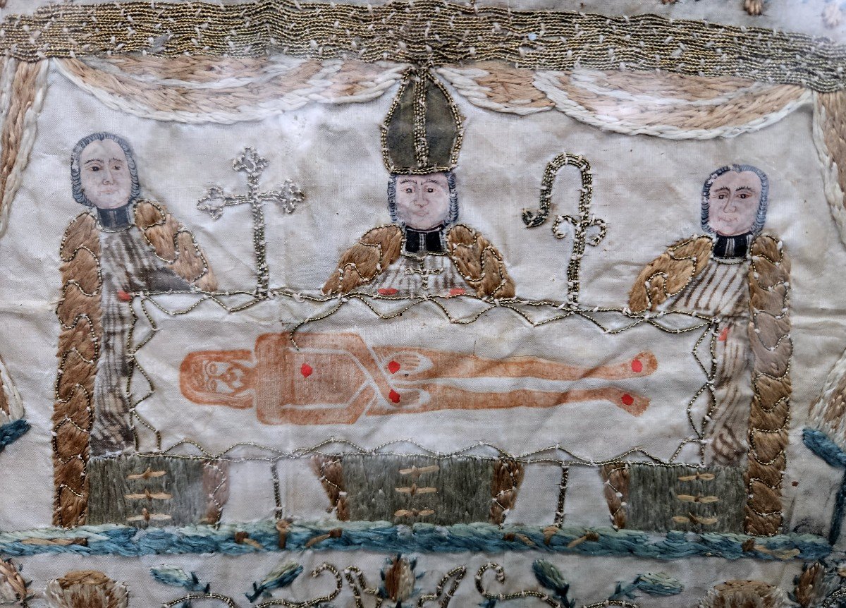 Saint Suaire De Besançon, Broderie De Soie 18ème Siècle -photo-2
