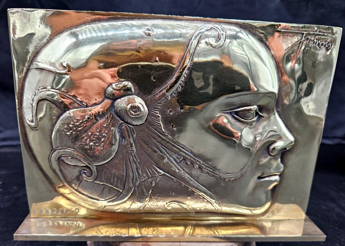 Trémois : Profil De Femme Pieuvre En Bronze Doré Numéroté -photo-2