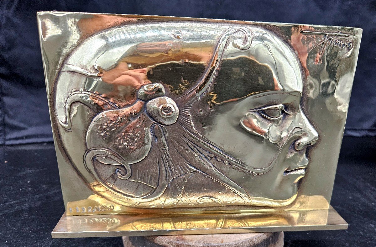Trémois : Profil De Femme Pieuvre En Bronze Doré Numéroté 