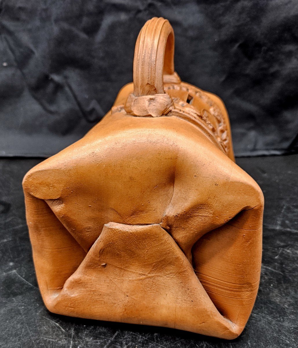 Trompe l'Oeil Leather Handbag In Terracotta Tielire-photo-3