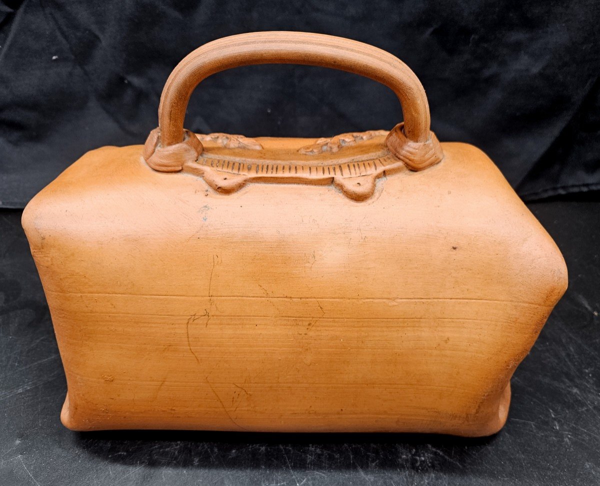 Trompe l'Oeil Leather Handbag In Terracotta Tielire-photo-4