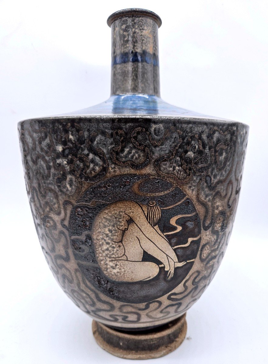 Primavera: Large Art Deco Vase Decorated With Naked Women-photo-4