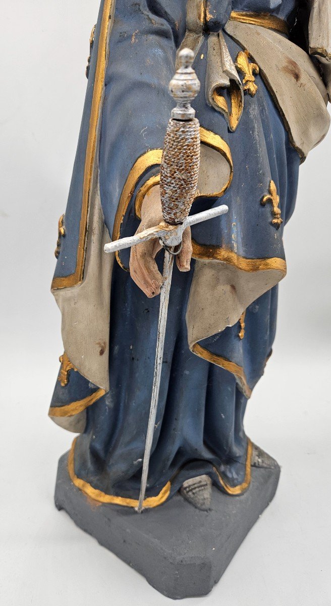 Saint-louis : Statue Ancienne En Plâtre Polychrome -photo-2