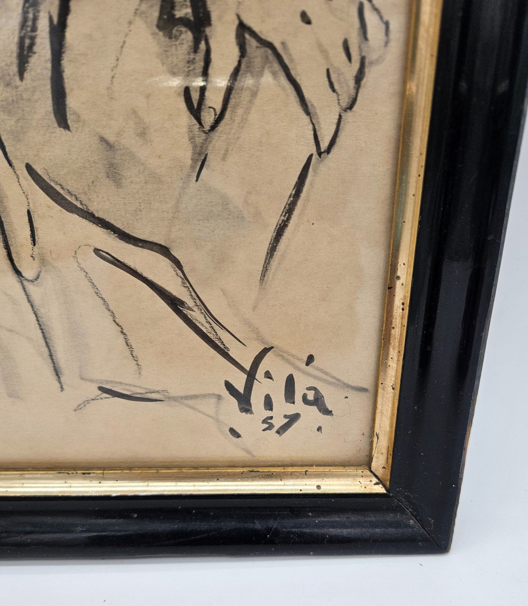 Joan Felip Vila: Mother And Daughter, Pencil On Paper 1957-photo-3