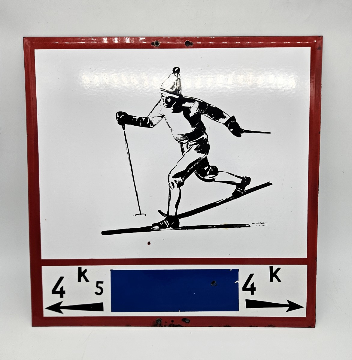 Vintage Enamel Sign Nordic Ski Chalet Decoration