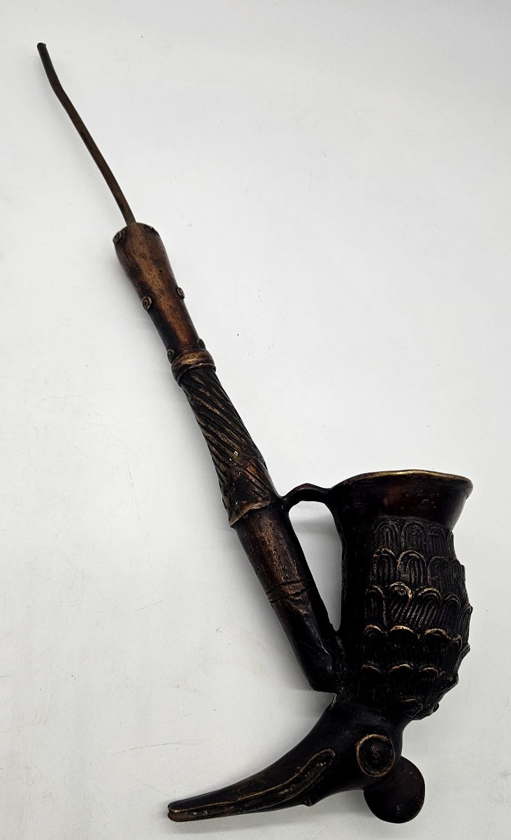 Important Zoomorphic Bronze Pipe From Bamoun, Cameroon -photo-4