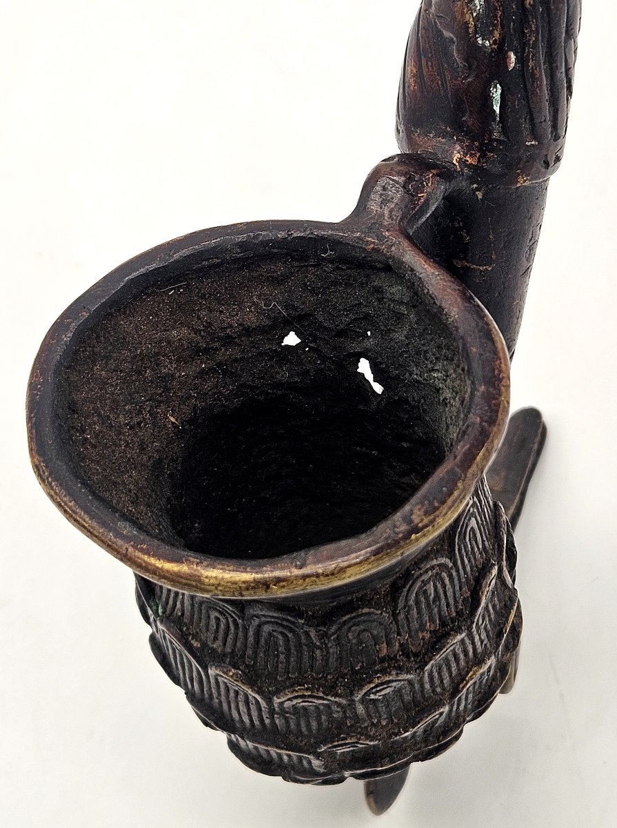 Important Zoomorphic Bronze Pipe From Bamoun, Cameroon -photo-3