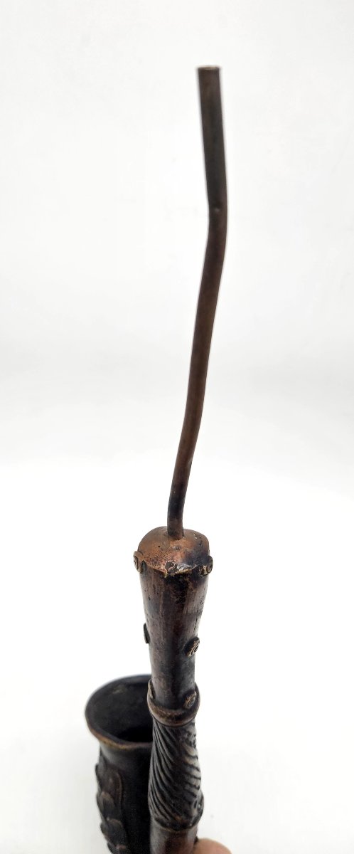 Important Zoomorphic Bronze Pipe From Bamoun, Cameroon -photo-5
