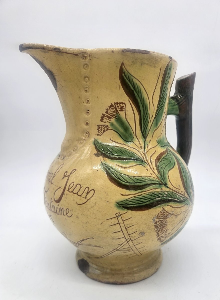 Pichet en terre vernissee dédicace instruments aratoires VIF 1885-photo-4
