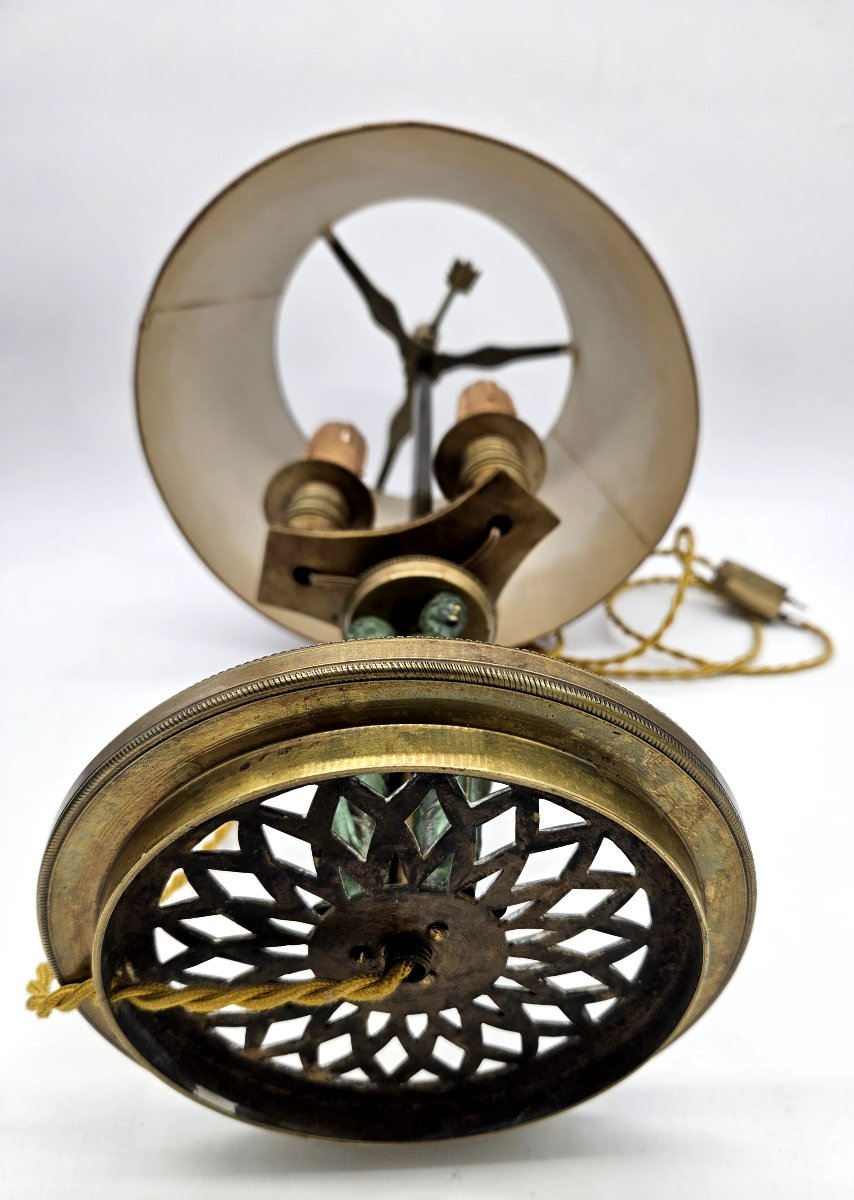 Lampe Bouillotte aux Cariatides en bronze 19ème -photo-1