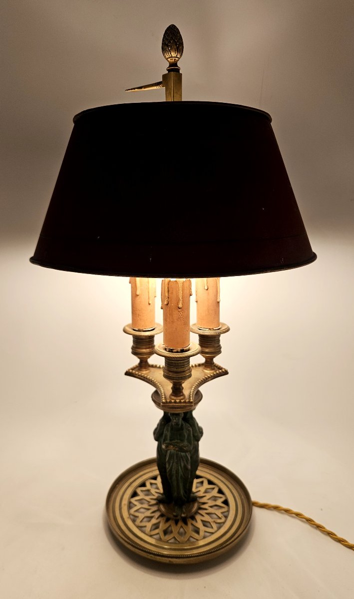 Lampe Bouillotte aux Cariatides en bronze 19ème -photo-2