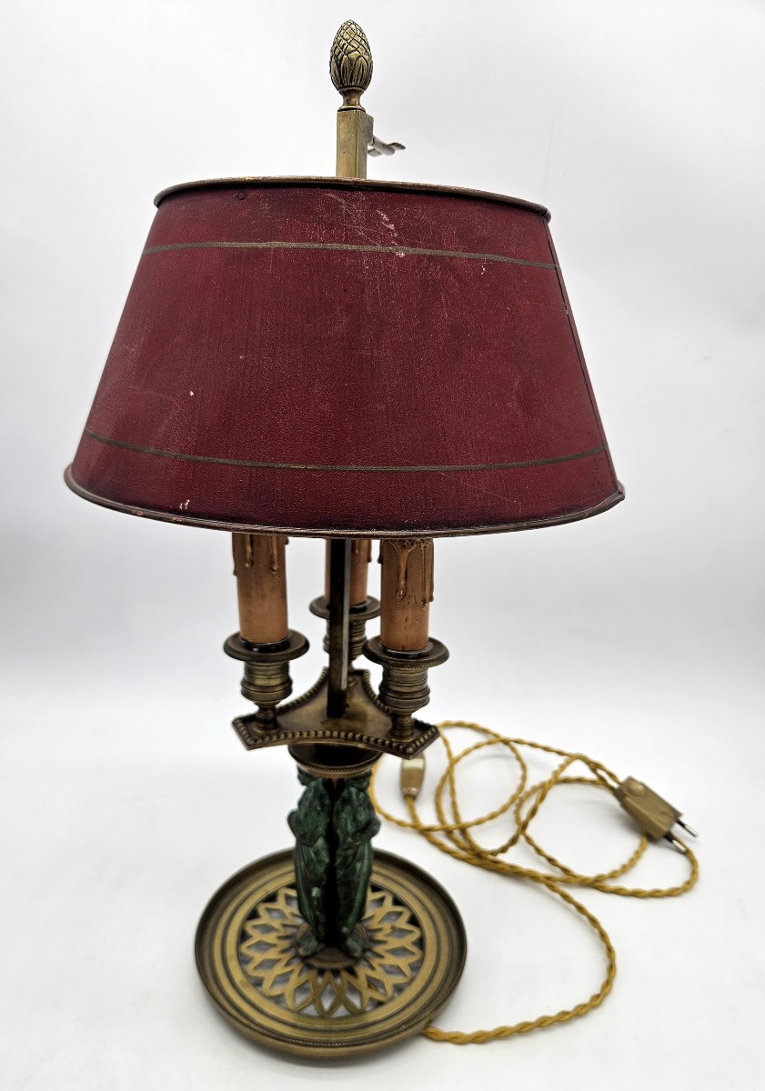 Lampe Bouillotte aux Cariatides en bronze 19ème 