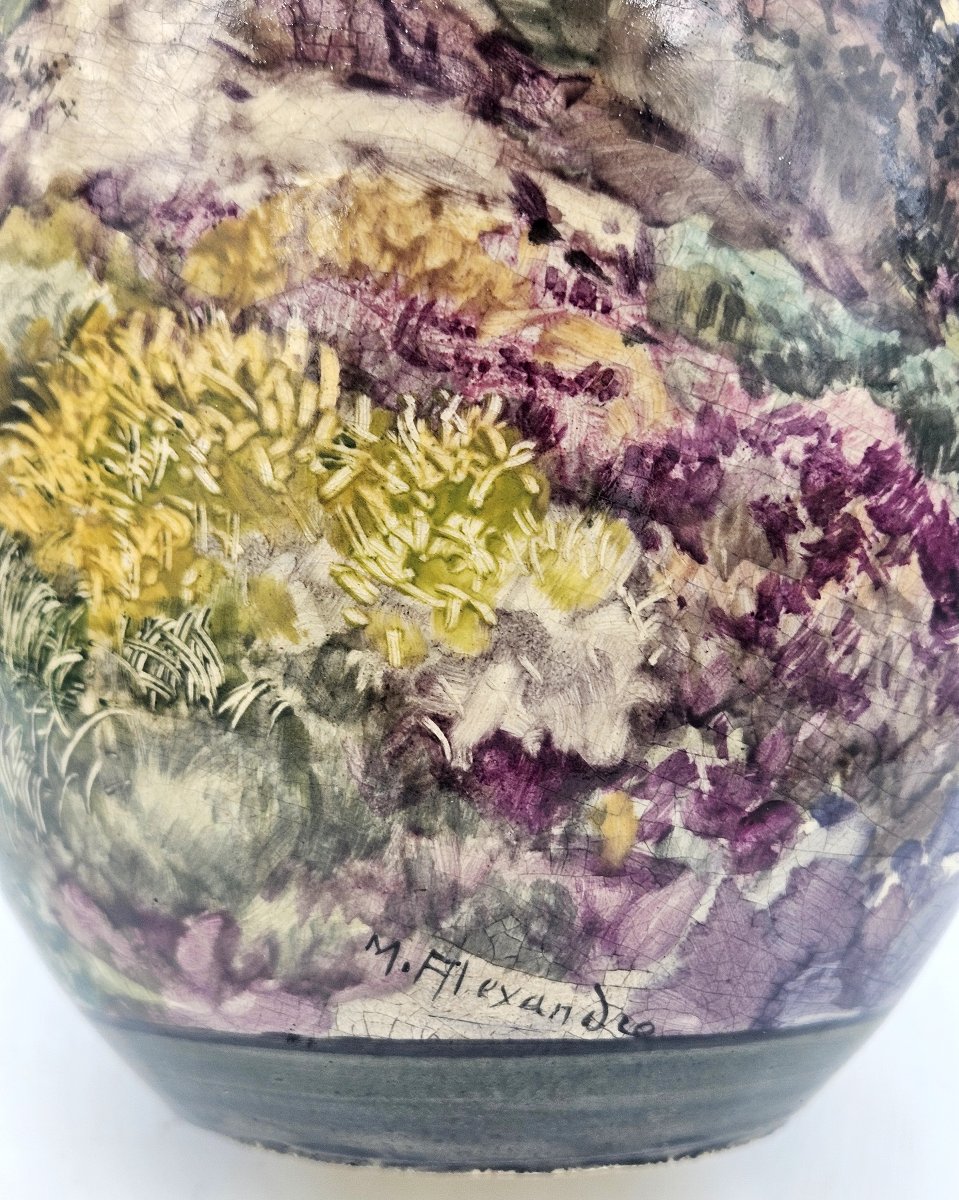 Large Shell-shaped Vase With Painted Decoration, Clément Massier, Golfe Juan-photo-6